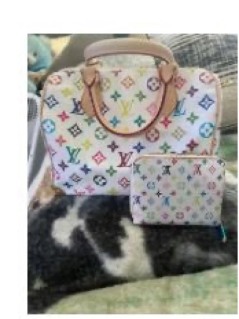 White Multicolor Monogram Satchel with no Matching Wallet